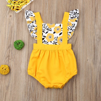Pudcoco Summer Newborn Baby Girl Clothes Fly Sleeve Sunflower Print Romper Jumpsuit One-Piece Outfit Sunsuit Summer Clothes