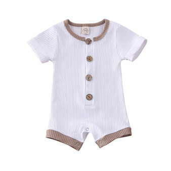 2020 Baby Summer Clothing Newborn Infant Baby Boys Girls Clothes Ribbed Solid Romper Jumpsuit Short Sleeve Outfit 0-18M