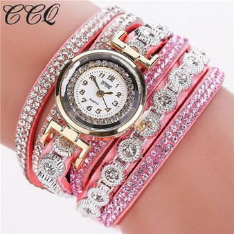 CCQ Brand Fashion Luxury Rhinestone Bracelet Watch Ladies Quartz Watch Casual Women Wristwatch
