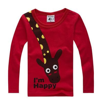 HOT SALE NEW 2017 Long Sleeve Giraffe I'm Happy Kids Boys T-shirt Top Long Sleeve Clothing casual