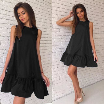 Vestidos Sexy Ruffles Women Dress Summer Sleeveless Casual A Line Bodycon Dresses Party Cocktail