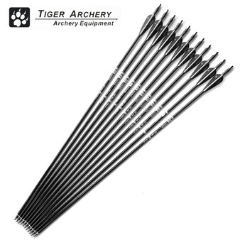 12pcs 30inch Fiberglass Hunting Arrows Archery Spine 500 With Black White Feather For Compound Bow