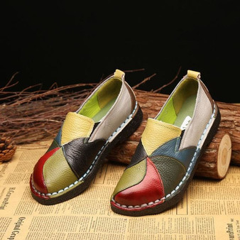 Handmade Leather Soft Shoes National Leather Flats Shoes For Women Casual Female Flats Lady