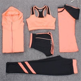 New Yoga Suits Women Gym Clothes Fitness Running Tracksuit Sports Bra+Sport Leggings+Yoga Shorts+Top