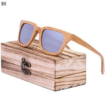 RTBOFY 2017 Wood Sunglasses Men Square Bamboo Sunglasses Vintage Wood HD Lens Frame Handmade Sun
