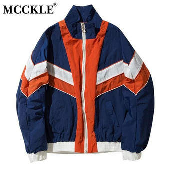 MCCKLE Vintage Multicolor Color Block Patchwork Windbreaker Jackets Mens 2018 Autumn Hip Hop