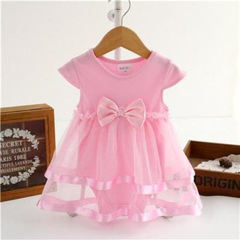 NewBorn Baby Dress Summer Cotton Bow Baby Rompers For girls Summer Kids Infant Clothes Baby Girls