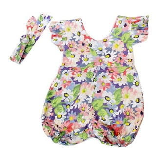 Princess Baby Girl Clothes Set Summer Lotus Flower Rompers Infant Flouncing Braces Jumpsuit &