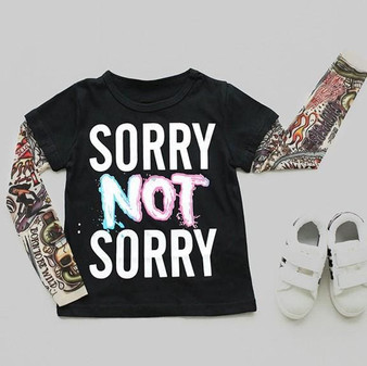 Cool Baby Boys Girls T shirts Tattoo Sleeve Children Mesh Long Sleeve Cotton Tops Tees 2017