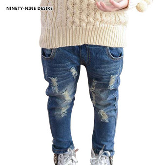 2017 Girls jeans pants spring Autumn children's clothing jeans blue trousers casual pants Baby