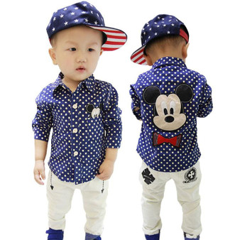Spring New Baby Boys Minnie Mouse Blouse Children's Fashion Long Sleeved Cartoon Polka Dot Shirt