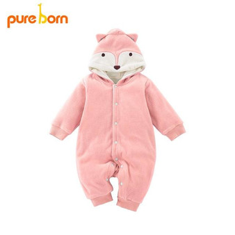 Pureborn Baby Romper Cartoon Rabbit Baby Clothes 2018 Cotton Jumpsuit Newborn Hooded Overall Baby