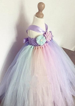 Baby Girl Summer Wedding Tutu Dress Elegant Pink Mint Flowers Girls Birthday Party Dresses Children