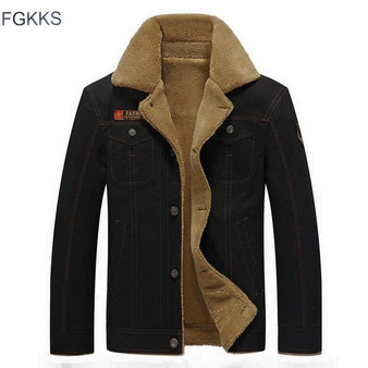 FGKKS 2018 Men Jacket Coats Winter Military Bomber Jackets Male Jaqueta Masculina Fashion Denim