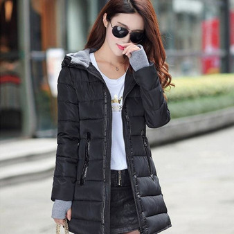 2018 women winter hooded warm coat slim plus size candy color cotton padded basic jacket female