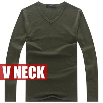 Hot Sale New spring high-elastic cotton t-shirts men's long sleeve v neck tight t shirt free CHINA