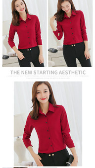 VenusFox Chiffon Long Sleeve Blouse Office Career Shirts Tops