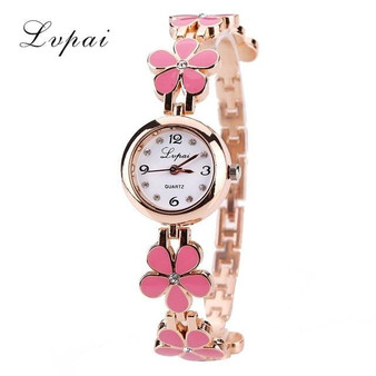 Lvpai Brand Luxury Crystal Gold Watches Women Fashion Bracelet Quartz Wristwatch Rhinestone Ladies