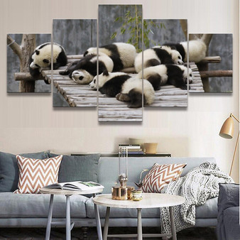 Canvas Hd Prints Pictures Wall Artwork 5 Pieces Animal Panda Painting Home Decoration Modular Poster for Living Room Framework