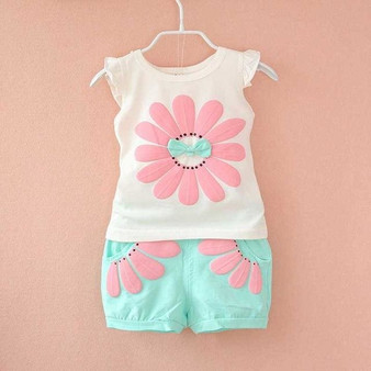 BibiCola 2017 toddler baby girls summer clothing sets flower 2pcs girls summer clothes set kids