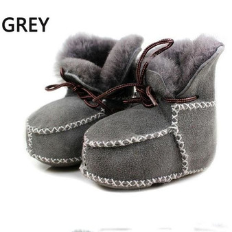 Hongteya winter Genuine Leather baby shoes boots infants warm shoes fur wool girls baby booties