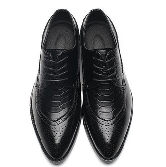 Size 47 48 Fashion PU Leather Men Dress Shoes Pointed Toe Bullock Oxfords Shoes For Men, Lace Up