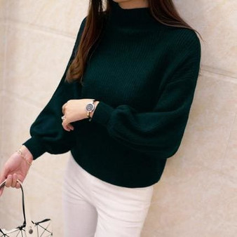 2018 New Winter Women Sweaters Fashion Turtleneck Batwing Sleeve Pullovers Loose Knitted Sweaters