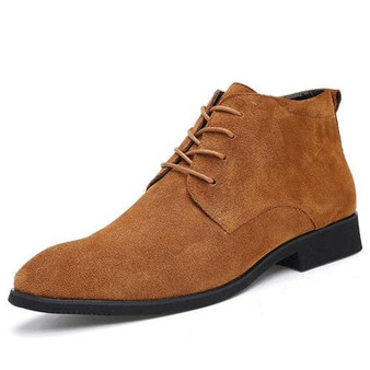 JUNJARM Genuine Leather Men Ankle Boots Breathable Men Leather Boots High Top Shoes Outdoor Casual