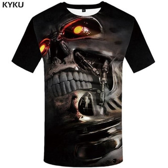 KYKU Brand Skull T shirt Blood Clothes Funny Clothing Hip-Hop Tees 3D Tops  T-shirt Men Short Sleeve