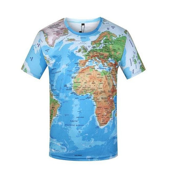 KYKU Brand 3D T Shirt Men World Map T-shirt Funny T Shirts Male 2017 Summer Short Sleeve Anime Tops