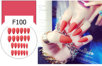 16 Colors 24pcs Matte Long Full Cover Nail Tips Press On Design Stickers