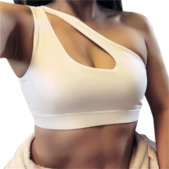 WEST BIKING Women Fitness Yoga Bra Sexy One Shoulder Solid Sports Bra Gym Padded Top Athletic Underwear Workout Running Yoga Bra