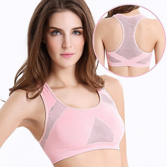 [5Colour/3size] Professional Absorb Sweat Top Athletic Running Sports Bra , Gym Fitness Women Seamless Padded Vest Tanks Drop