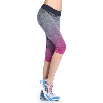 Women's High Waist Yoga Pants Stretch Running Workout Leggings Gym Fitness Tights Athletic Capri Pants Gradient Color