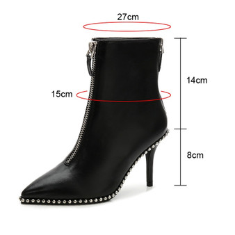 Black heeled ankle boots with zippers