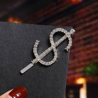 HTB Simple Letter Rhinestone Hairpins