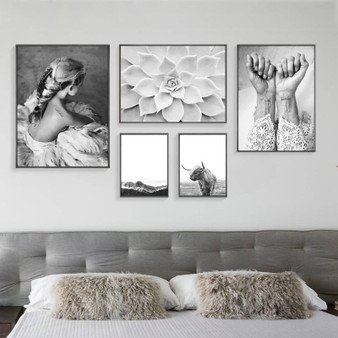 Black And White Nordic Poster Vintage Wall Art Canvas