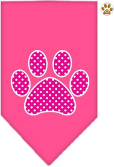 Pink Swiss Dotted Paw Bandana Scarf in color Bright Pink