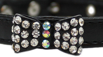 Bow-Dacious Crystal Bow Tie Collar in Color Black