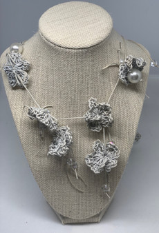 Corinna necklaces flower cotton handmade color white grey