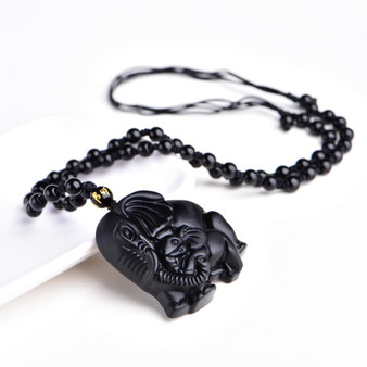 Buddha Obsidian Amulet Necklace