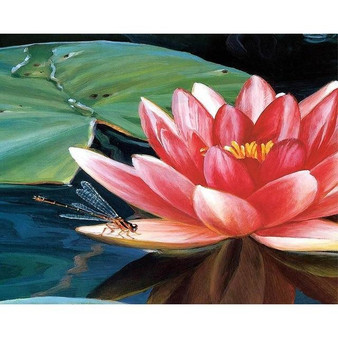 DIY 5D Diamond Painting Kit - Flowers Lotus Dragonfly