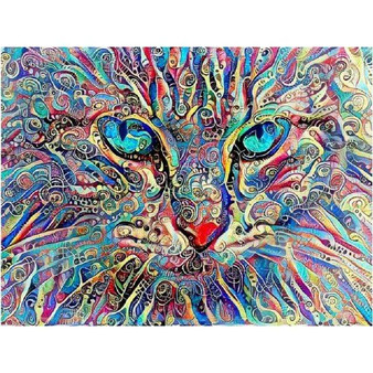 DIY 5D Diamond Painting Cross Stitch Kit - Abstract Kitty Cat