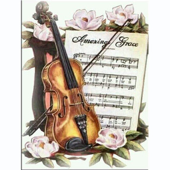 "Violin and Music Sheet" | DIY Diamond Painting By Numbers