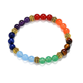 Natural Stone Beads Bracelet Amethysts Agates Beaded Bracelet Seven Chakra Yoga Energy Bracelets for Women Men Fashion Jewelry