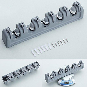 Mop Broom Holder,Wall Mounted Garden Tool Organizer Space Saving Storage Rack Hanger with 5 Position with 6 Hooks Strong Grip Holds up to 11 Tools for Kitchen Garden and Garage