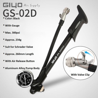 Giyo 300psi MTB Shock Fork Pump Schrader Valve Bicycle Tire Mini Air Inflator Cycling Portable Fork Rear Suspension Hand Pump