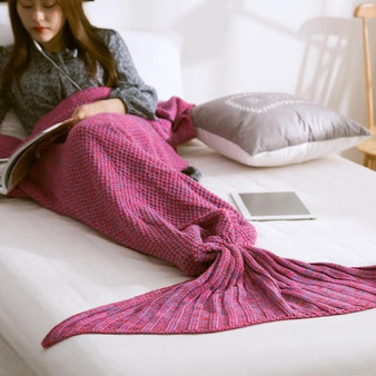 Yarn Knitted Mermaid Tail Blanket Crochet Mermaid Blanket Kids Adults Wrap Super Soft Sleeping Bed Throw Bed 1PCS/Lot