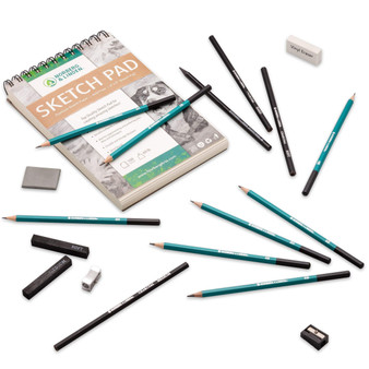 Drawing Set - Sketching and Charcoal Pencils - 100 Page Drawing Pad