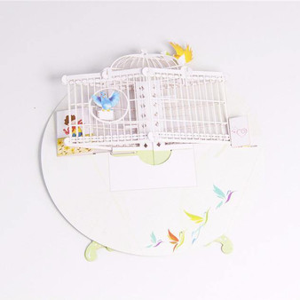 Love Message Bird and Birdcage / 3D Pop Up Greeting Card